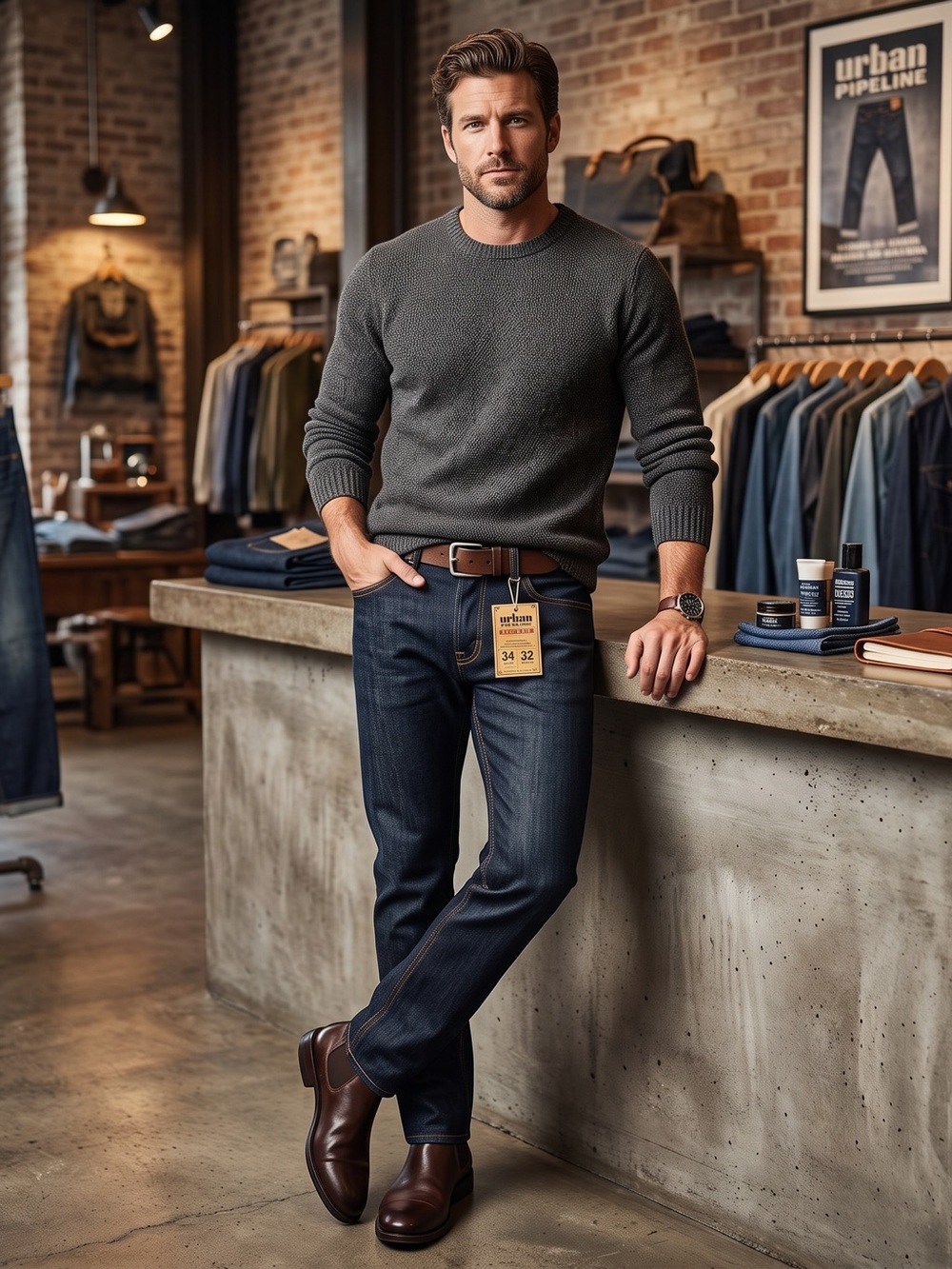 urban pipeline Men’s Slim Indigo Blue Jeans